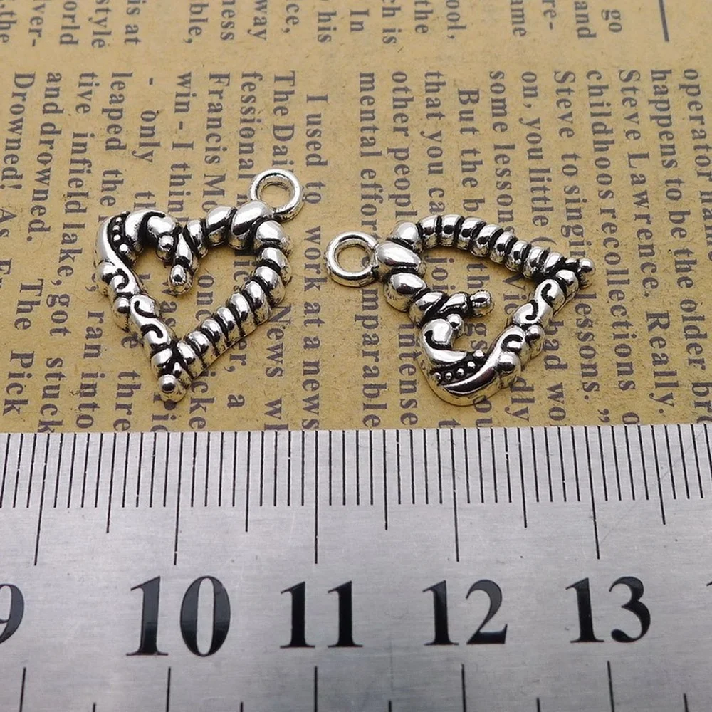 

150pcs Heart Charms 16mm x 22mm DIY Jewelry Making Pendant Antique Silver Color