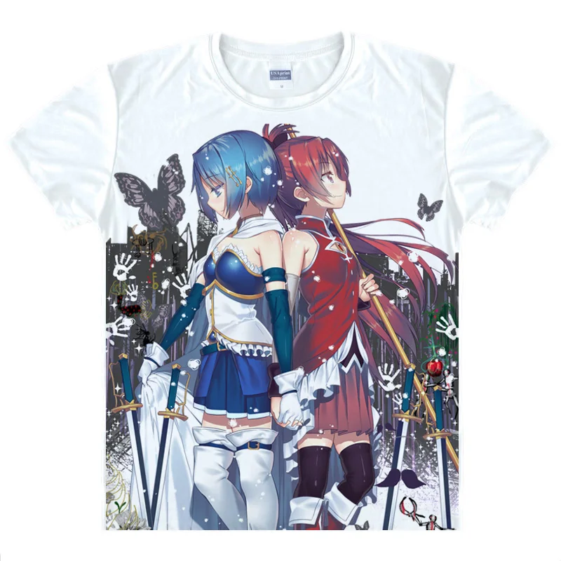 Футболка с мультяшным принтом по мотивам игры Puella Magi Madoka Magica футболки Kaname Miki Sayaka