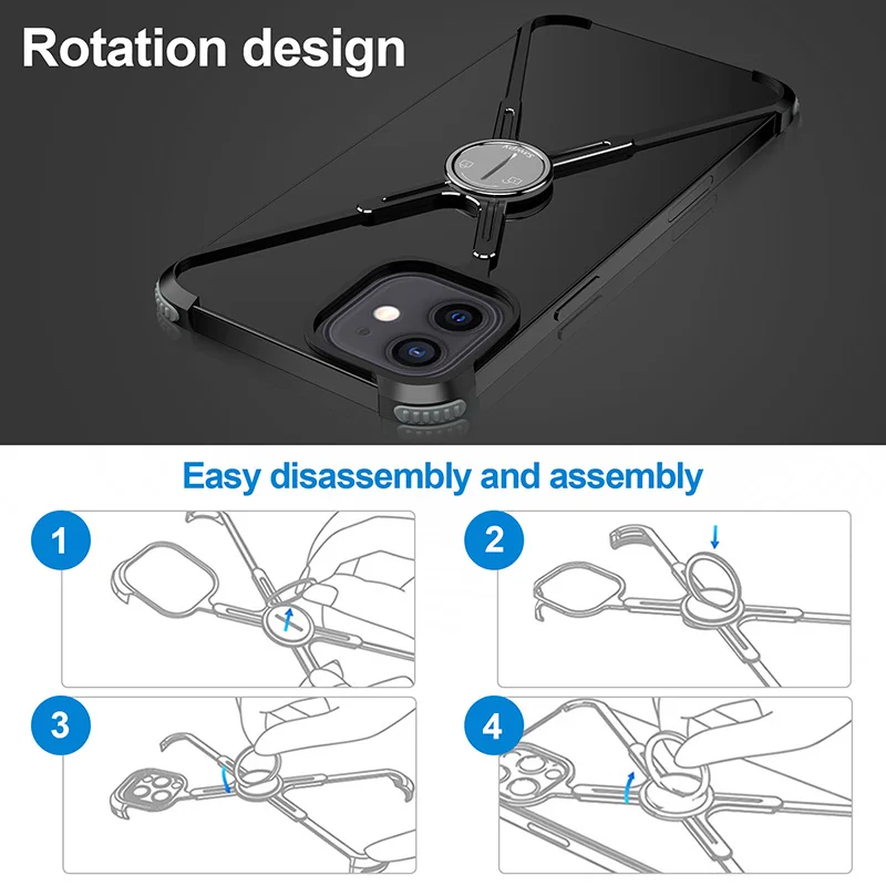 hot phone case x shaped mobile phone exoskeleton non slip wear resistant magnetic ring phone holder for iphone 12promaxmini free global shipping