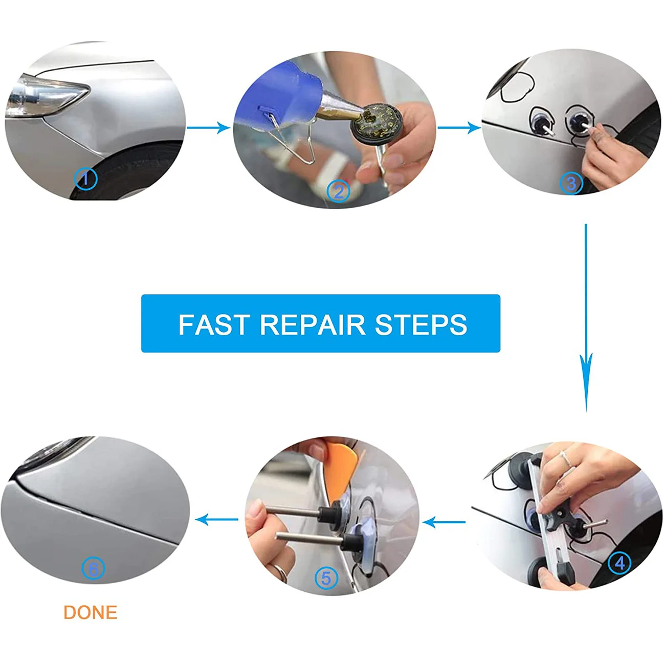 

Removing Dents Car Dent Repair Tool Auto Body Suction Cup Dent Puller Kit Car Body Bridge Glue Pulling Tabs Hand Tools Accessory