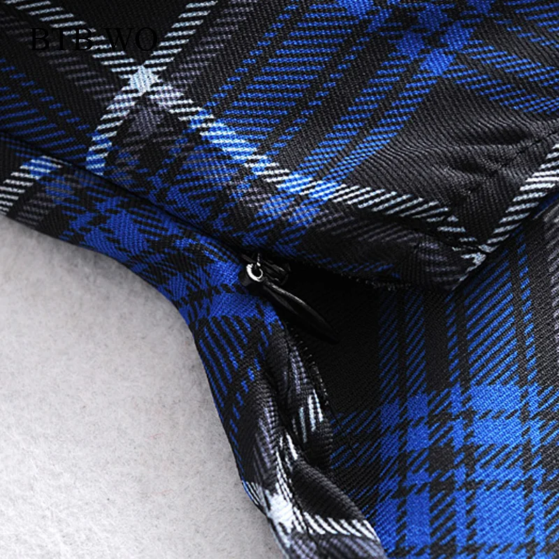 

BTB.WO Za Blouse Women Casual Vintage Turn-down Collar Plaid Print Long Sleeve Shirt Female Shirts Chic Tops