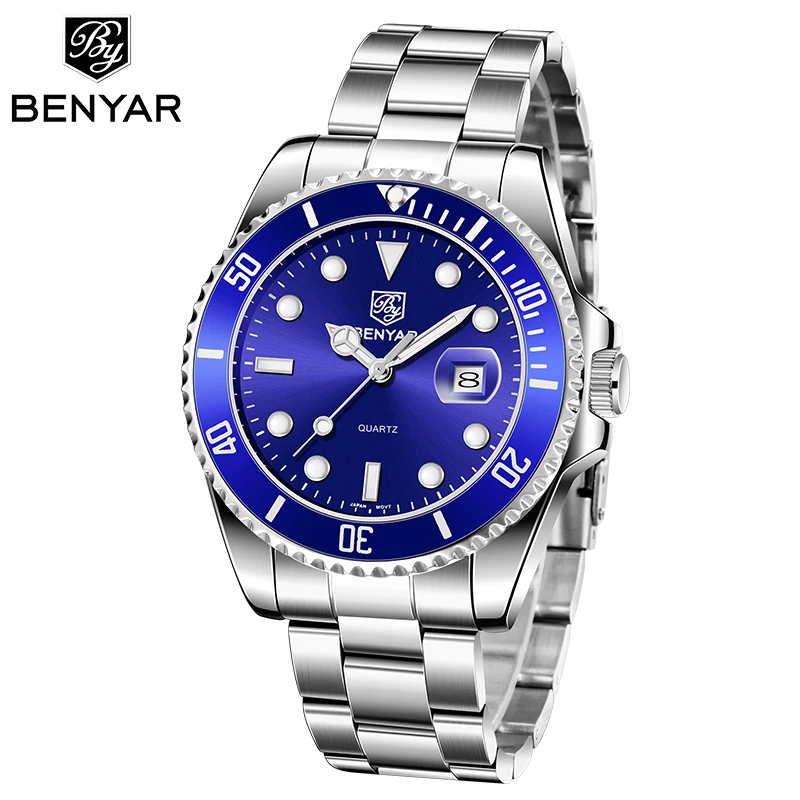 

BENYAR Retro Business Luxury Quartz Wacth Men Top Brand 30M Waterproof Stainless Steel Chronograph Watch for Men Montre homme