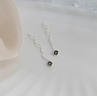 retro silver color daisy sunflower long chain earring simple everyday holiday gift for her bridesmaid women jewelr