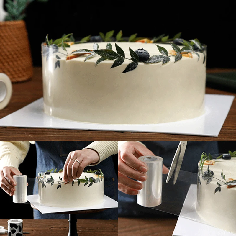 

Transparent Cake Surround Baking Collar Kitchen Cake Wrapping Tape Surround Film Lining Rings Adjustable Dessert Decorating Mold