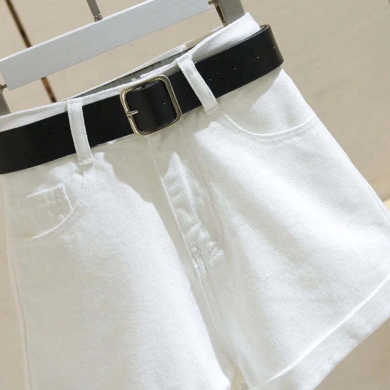 Шорты женские джинсовые универсальные винтажные повседневные приталенные штаны