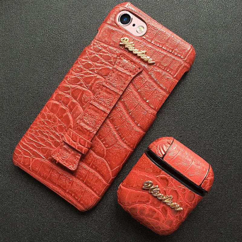 1 Set Red Крокодиловая кожа кожаный ремешок чехол для телефона для iPhone X 7 8 6 6S Plus XS чехол для MAX XR наушники из искусственной кожи чехол для Airpods - Цвет: 1 Set Red