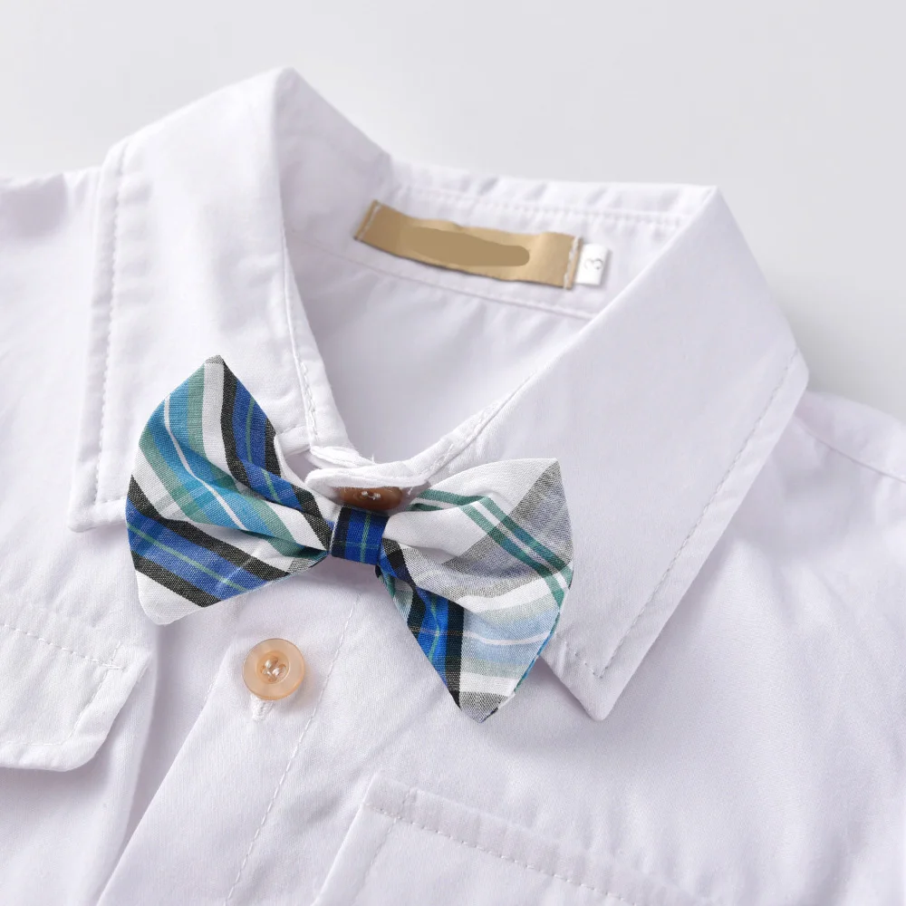 Летние модные рубашки в клетку для маленьких мальчиков 2 3 4 5 6 7 лет белая