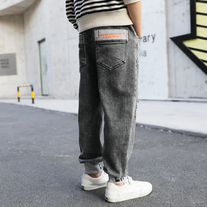 IENENS Boys Casual Jeans Trousers Autumn Denim Pants Kids Children Loose Pants Bottoms Clothing