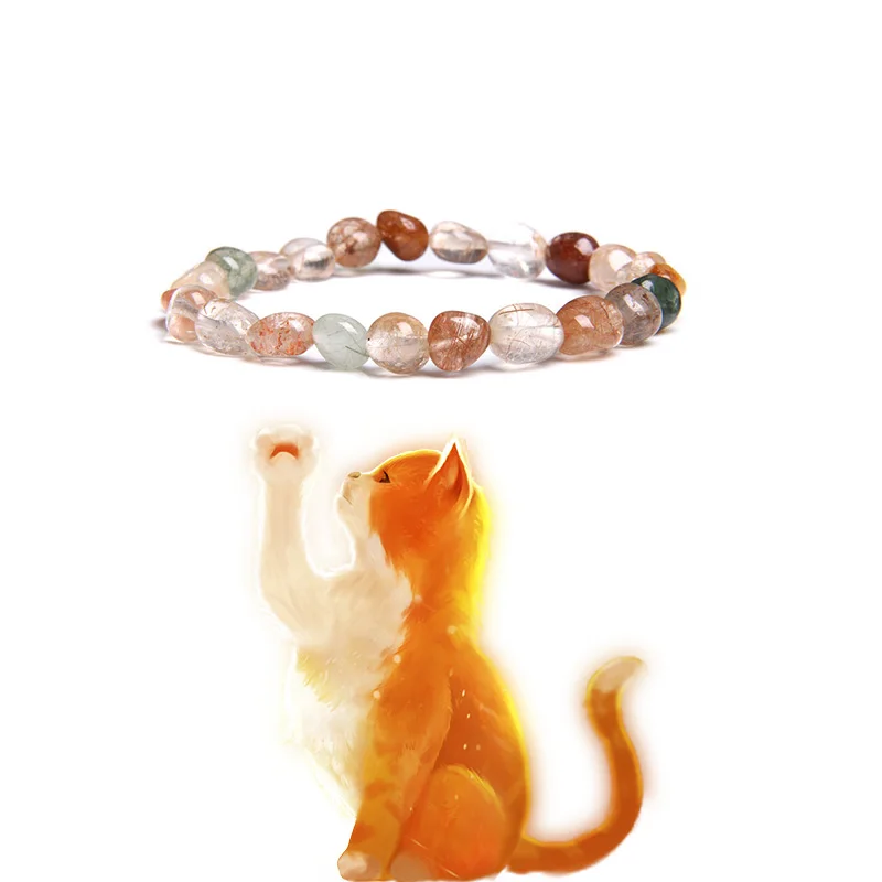 Женский овальный браслет на удачу из натурального кварцевого камня|Плетеные