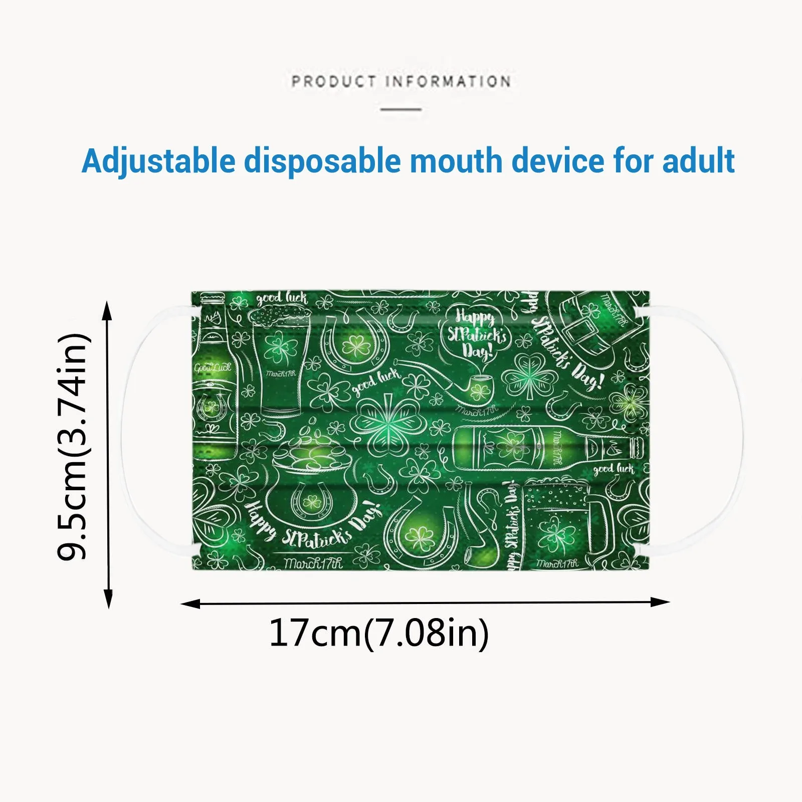 

Adult Mask St. Patrick's Day Cotton Mouth Face Masks Three Layer Protective Breathable Mask Must Go Out