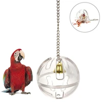 pets bird parrot food feeder foraging bell chain ball cage feeding chew training hanging foraging toy