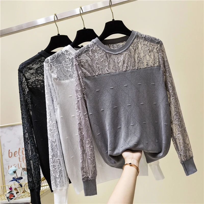 Женский вязаный свитер GIGOGOU тонкий Однотонный пуловер с круглым вырезом