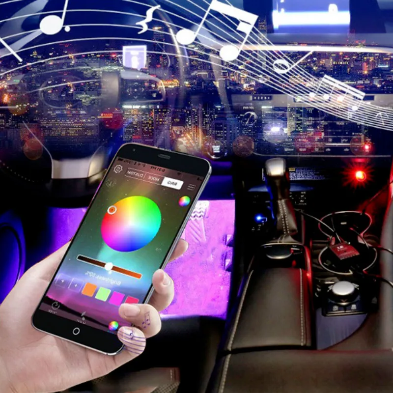 Новый автомобильный Красочный светодиодный декоративный светильник APP