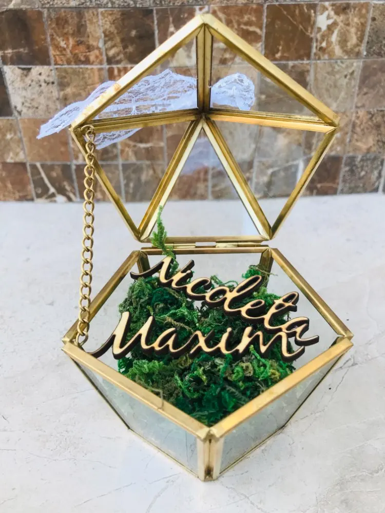 Обычай имя свадебное стекло кольцо коробка стеклянное Подушка стеклянная