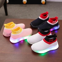 2021 sock single baby first walkers led lighted fashion girls boots lovely patchwork baby breathable sneakers toddlers