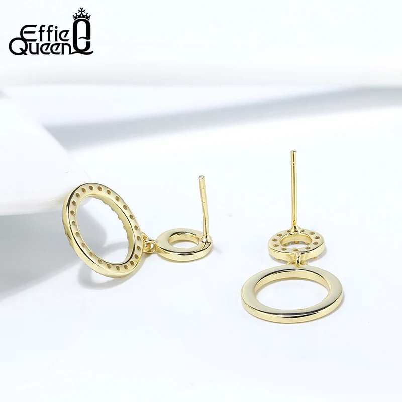 Effie Queen женский AAAA квадратные серьги-гвоздики из циркония 925 пробы Серебряное
