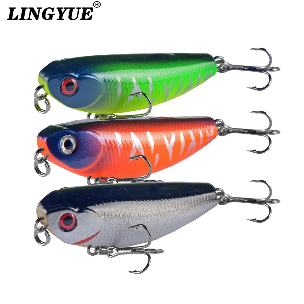 

LINGYUE 1PCS Small Pencil Lure Topwater Hard Bait 55mm 5g Fishing Lure 8# Hooks Wobbler Plastic Crankbait Minnow Pesca For Bass