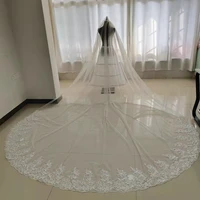 custom high quality metal hair comb long 3m one layer lace edge ivory white cathedral veil bridal veil wedding accessories novia