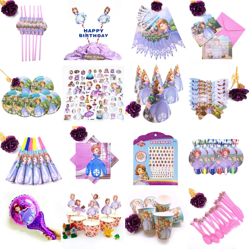 Одноразовая Скатерть принцессы Софии с днем рождения праздничные