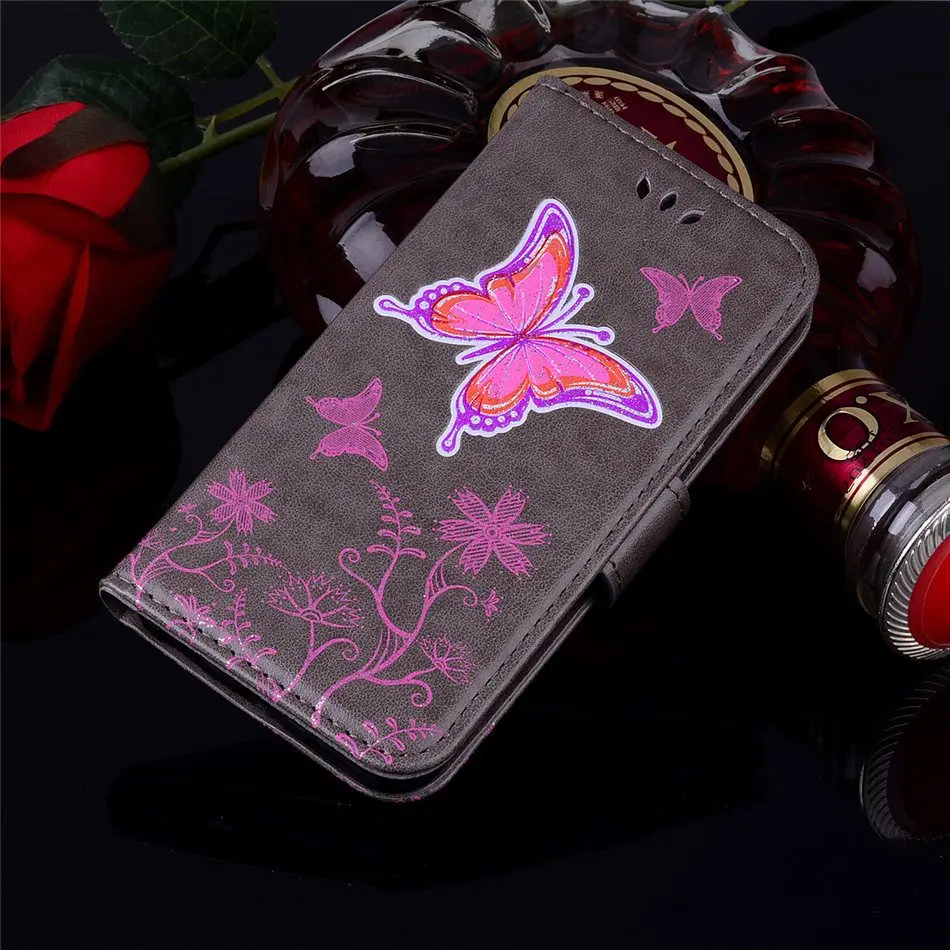 Gray D Чехол-книжка с бабочкой, кошкой, деревом для iPhone 8, 7, 6, 6S Plus, X, XR, XS, 11 Pro Max, бумажник из искусственной кожи, сумки для телефона, чистый цвет, DP06Z - Цвет: Gray D