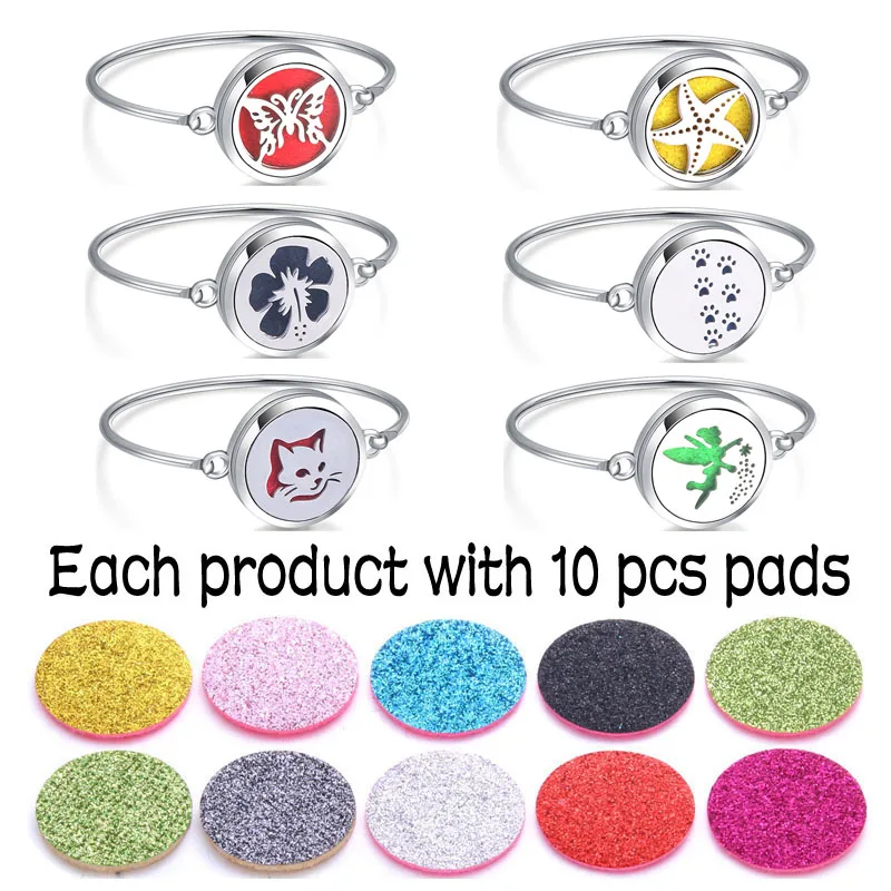 

Stainless steel new Locket essential oil aroma diffuser aromatherapy bracelet jewelry perfume essential oil bracelet (10pc pad)