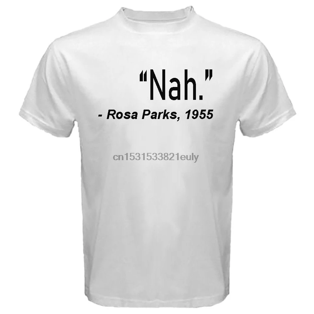 Мужская белая футболка с логотипом от бренда Nah Rosa Parks черная надписью Lives Matter