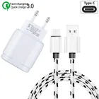 USB Type C кабель для Xiaomi Redmi Note 7 8 mi9 QC 3,0, зарядное устройство для Samsung S9, провод для быстрой зарядки, кабель для зарядки на мобильный телефон