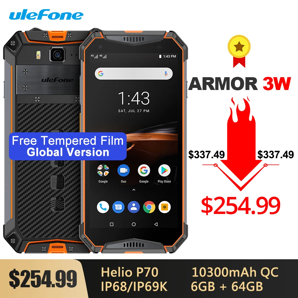 Смартфон Ulefone Armor 3W глобальная версия IP68 водонепроницаемый прочный телефон 10300