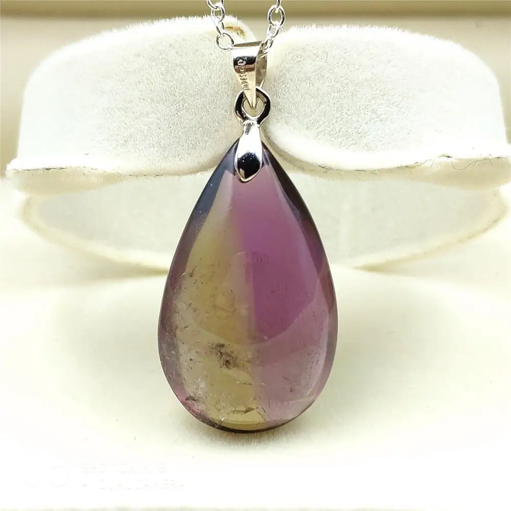 Топ Природный Аметрин Кварц фиолетовый желтый драгоценный камень женский кулон
