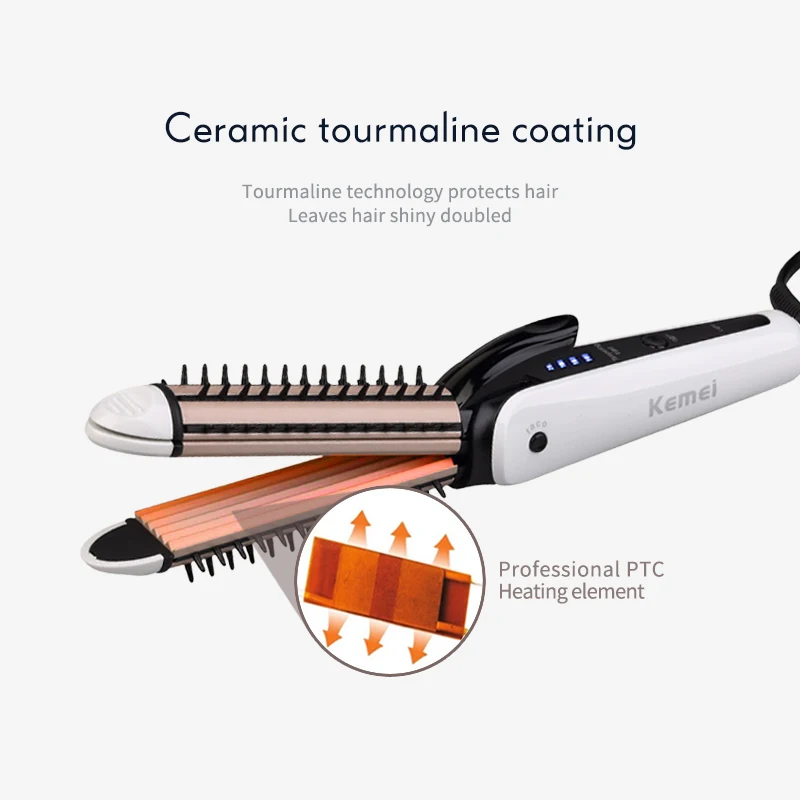 

Kemei Hair Curler 3 In 1 Multifunction Curling Iron Wand Corn Comb Roller High Quality Straightener Dryer Brush Styling Tool 42D