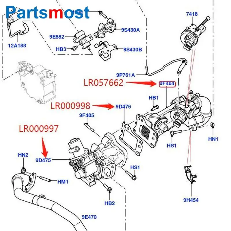 Клапан EGR для Land Rover Freelander LR2 RR Evoque Discovery Sport 2.2L рециркуляционный клапан дизельных
