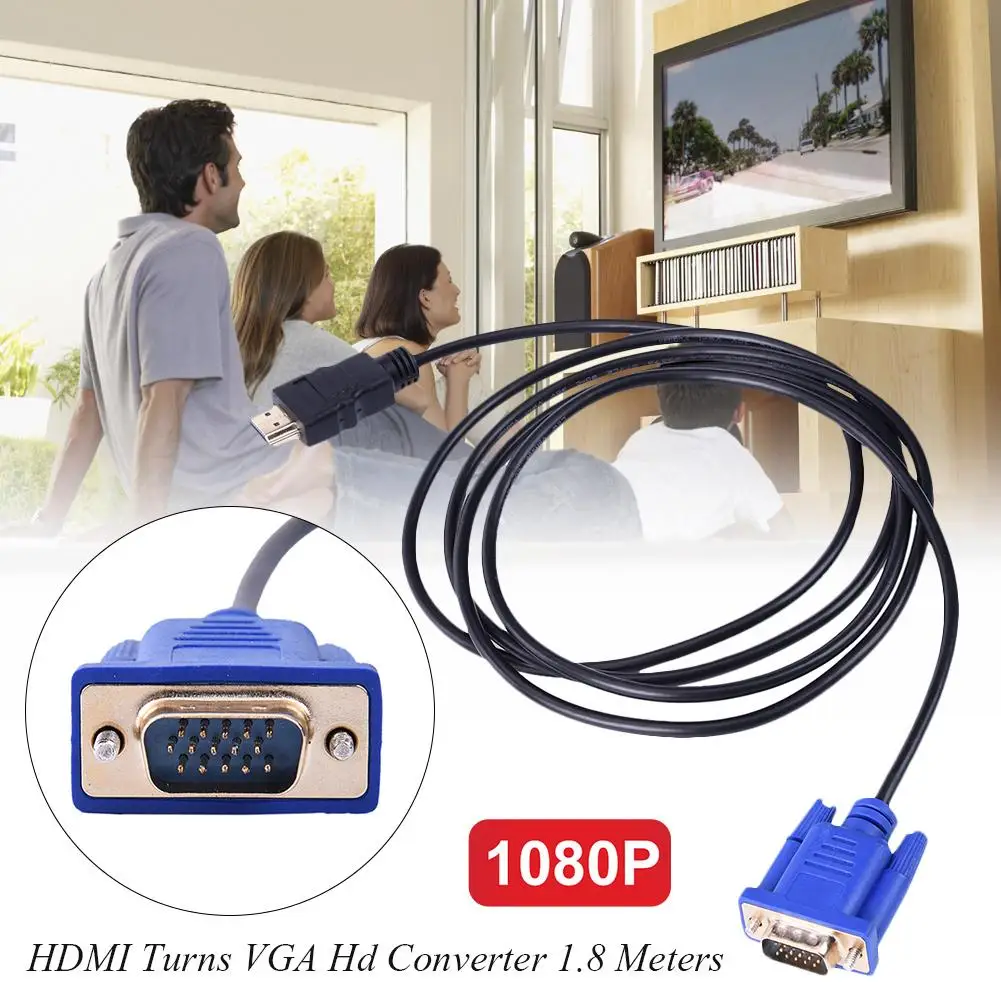 1 8 м HDMI-совместимый кабель для адаптера VGA Digital 1080P HD с аудио преобразователем