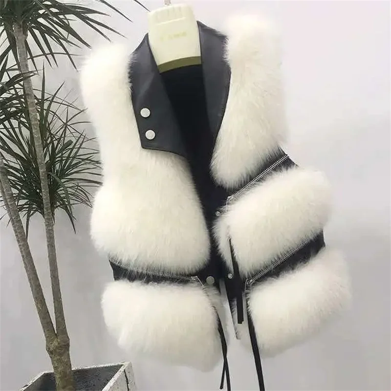 High Quality Fur Vest Jacket Women 2021 Winter New Korean Imitation Fox Fur Waistcoat Short Fur Vest Female Vestcoat sleeveless