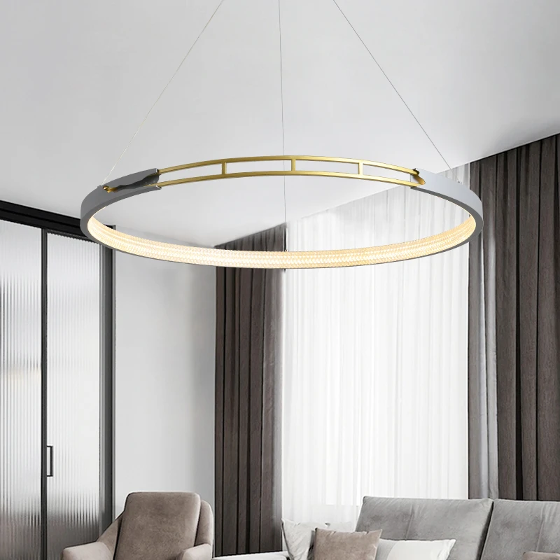 

Новая Люстра для гостиной Простая Современная атмосфера Бытовая светодиодная креативная индивидуальная Люстра для столовой кольцевая пот...