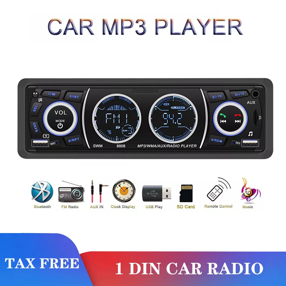 Автомагнитола AMPrime с Bluetooth 12 В 1 DIN автомобильный мультимедийный плеер MP3-плеером