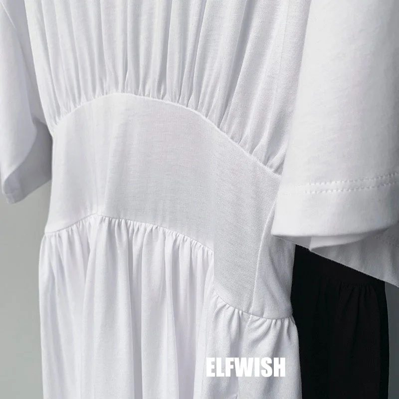 Женское Хлопковое платье-футболка с круглым вырезом и короткими рукавами -