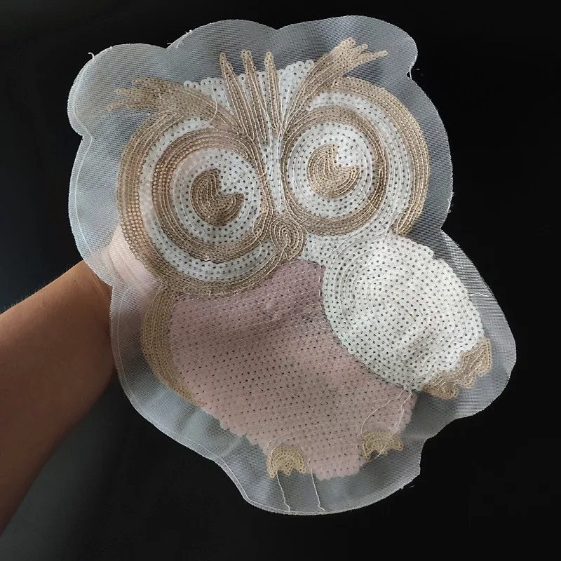 T shirt Women sweet patch sequins 22cm owl birds deal with it biker patches for clothing stickers 3d t mens free shipping | Дом и сад