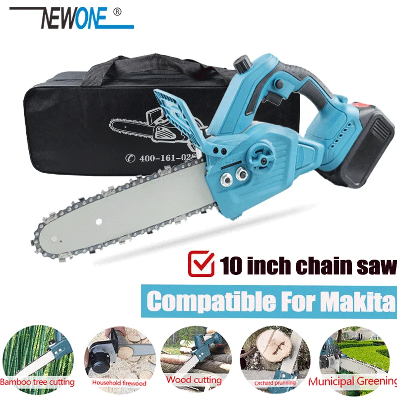 

NEWONE Brushless 10"/10 Inch Gasoline Chainsaw Compatiable With Makita 18V Li-ion Battery and Charger High Wear Resistant Chain