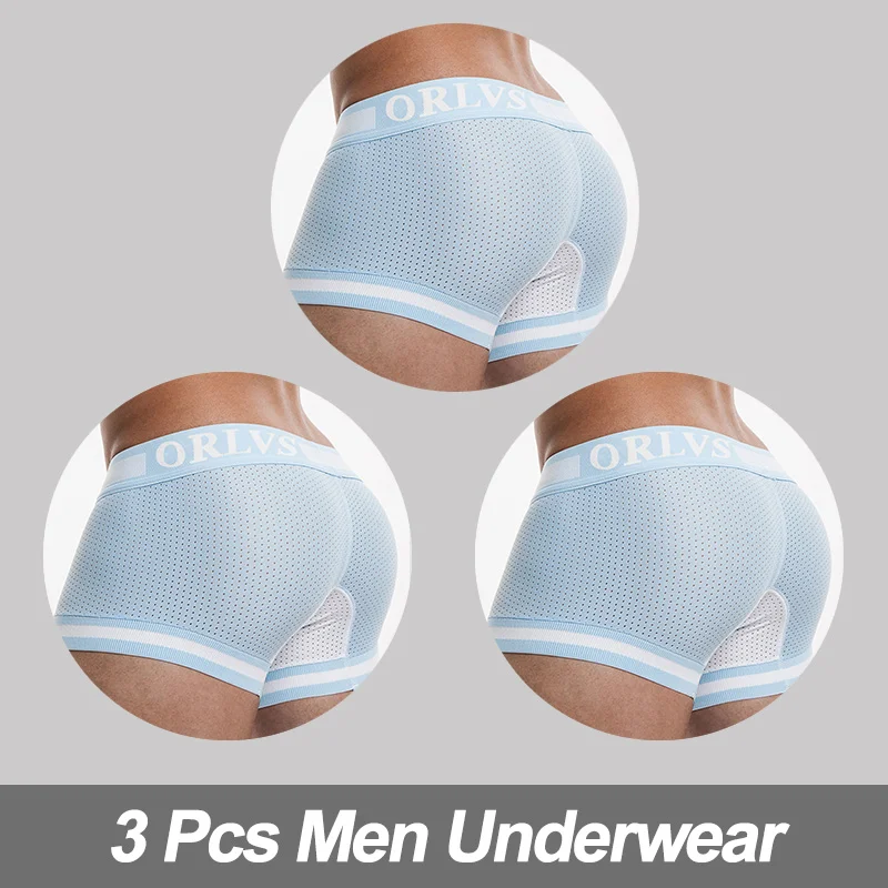 (3)OR499-White 3 шт., сексуальное нижнее белье cueca, боксеры для мужчин, сетчатые шорты размера плюс, однотонная мужская одежда, боксеры, трусы, шорты, сексуальные трусы для полных мужчин, 100 кг, s - Цвет: (3)OR499-White