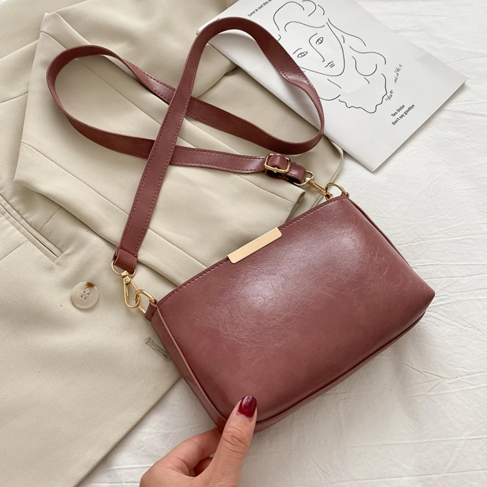 

Elegant Women PU Leather Crossbody Bag Female Solid Color Flat Mouth Bucket Messenger Bag Ladies Travel Beach Handbag And Purses