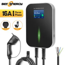 BESENERGY 16A 3Phase 11KW EVSE Wallbox EV Charger 380V Electric Vehicle Charging Station with Type 2 Plug 6.1M Cable IEC 62196-2