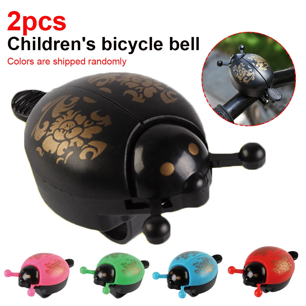

2pcs Bicycle Bell Ring Cute Beetle Cartoon Ladybug Metal Ring Bell Crisp Horn Alarm for Bicycle Cycling 21-23mm Handlebar