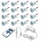 Миниатюрный светодиодный Светильник направленного света, потолочный Точечный светильник 15 мм, углубленный Точечный светильник с дистанционным управлением для шкафа, витрины, лестницы, навес