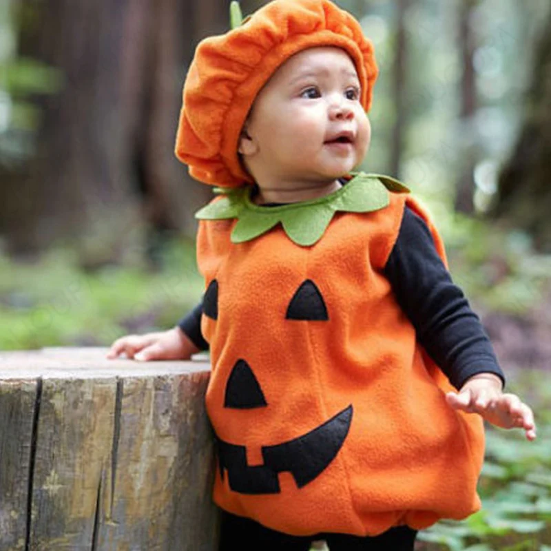 

Костюмы на Хэллоуин одежда для малышей Костюм «Тыква» детской милой косплей для детей для маленьких девочек мальчик нарядное Новогоднее ка...