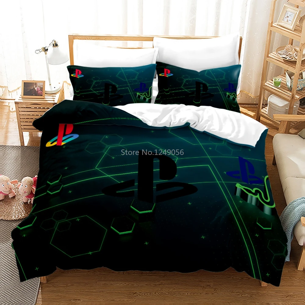 

New PlayStation Pattern Duvet Cover Set with Pillowcase Boys/Girls Classic 3d Bedding Set Europe/Australia/USA Bed Cover 3 Pcs