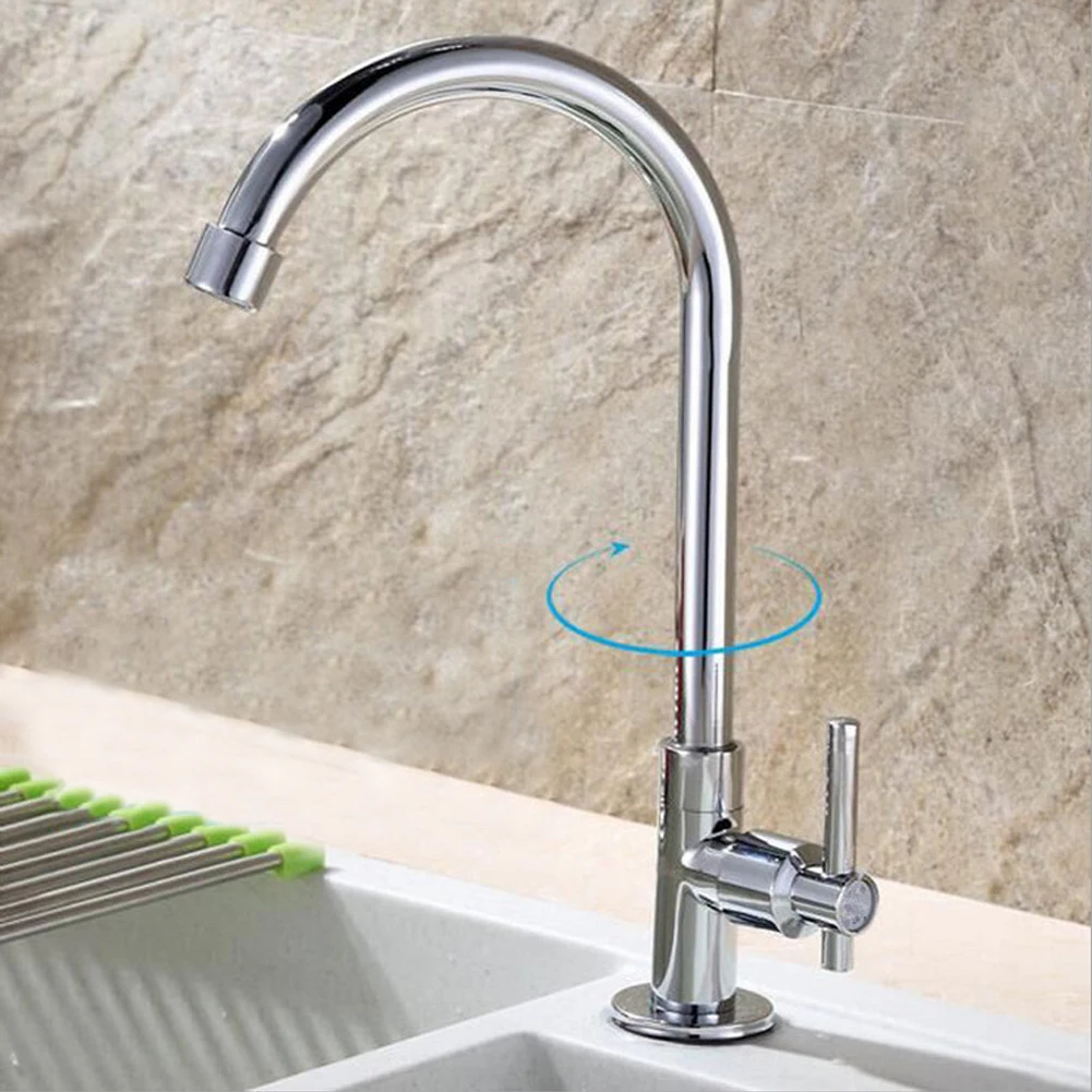 

Handheld Durable Water Practical Flexible Sink Faucet Twin Levers Tap Spout Swivel Design Kitchen Zinc Alloy Home Deck Mount