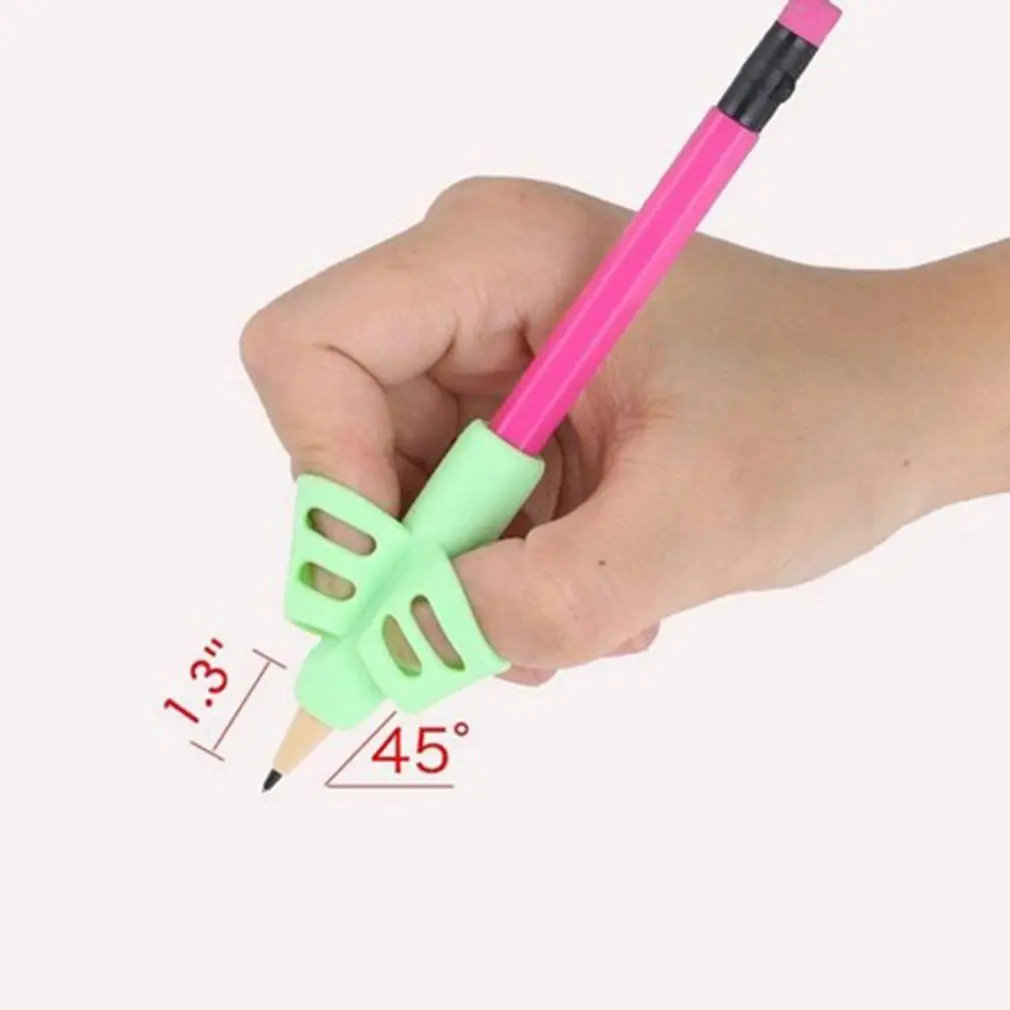 

soft silicone two-finger pen holder with ergonomic handle random color handwriting holder for children and adults