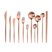 steel cutlery set rose gold spoon forks dessert butter knives spoons chopsticks kitchen spoon fork knife set western dinnerware