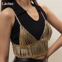 lacteo gothic body chain two piece set crop tops and shorts handmade metal chain jewelry for women summer rave costume