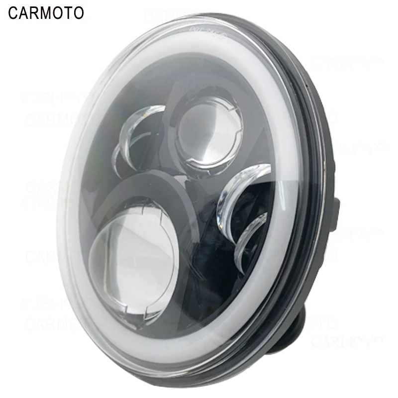 1pcs 7 Inch DOT SAE E9 Motorcycle Headlamp with angle eye Led Headlight 7inch housing bucket trim ring for Touring Electra Glide